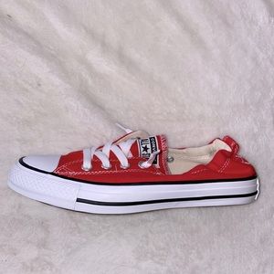 Never worn red slip on converse.